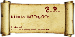 Nikola Mátyás névjegykártya